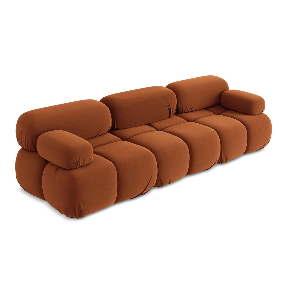 3-SITZER SOFA Samt Stoff Orange - Beige/Terracotta, Kunststoff/Textil (285/70/96cm) - LaMiaSofa