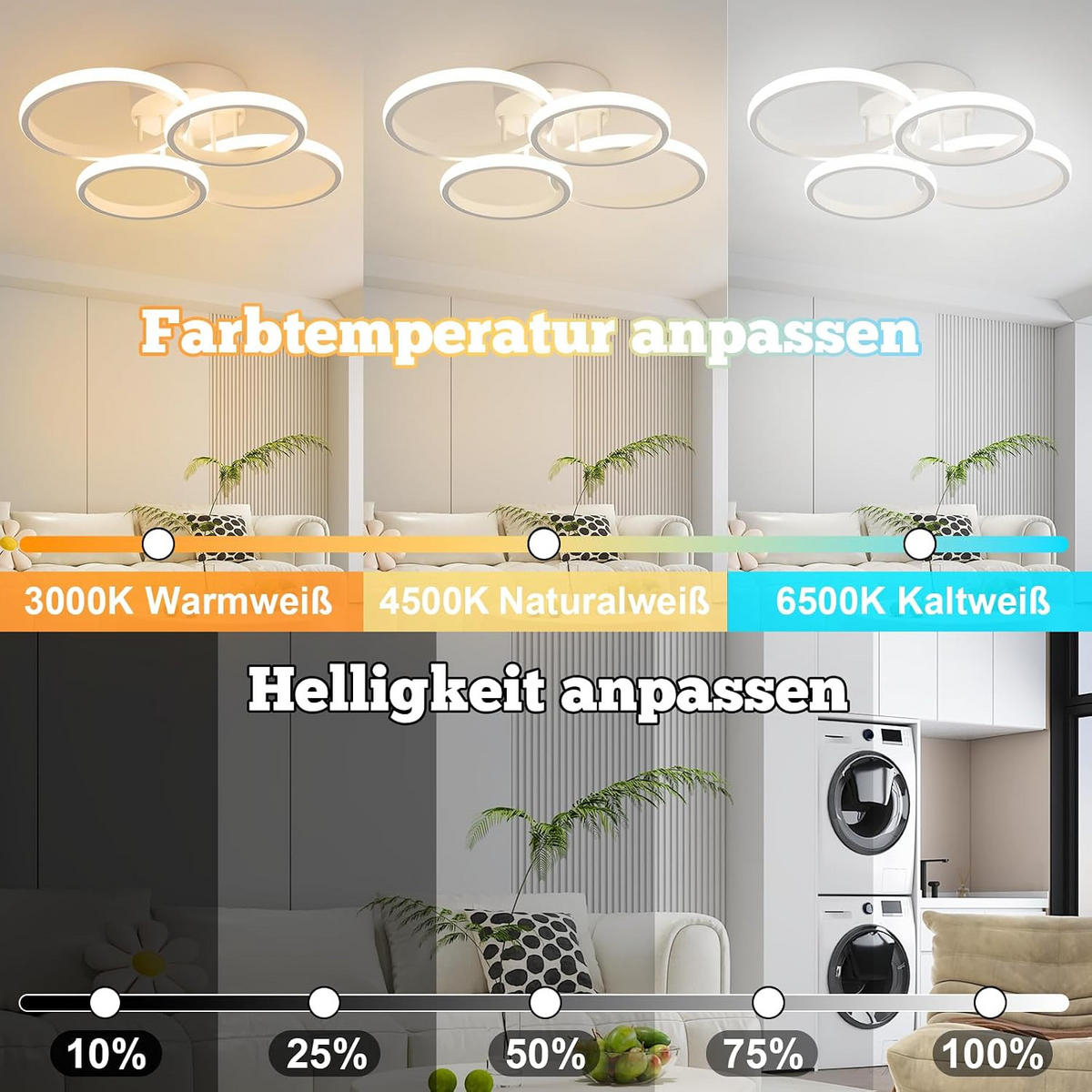LED-DECKENLEUCHTE Xalvor 41.5/52.5/11.8 cm - Weiß, Metall (52.5/41.5/11.8cm) - ZMH