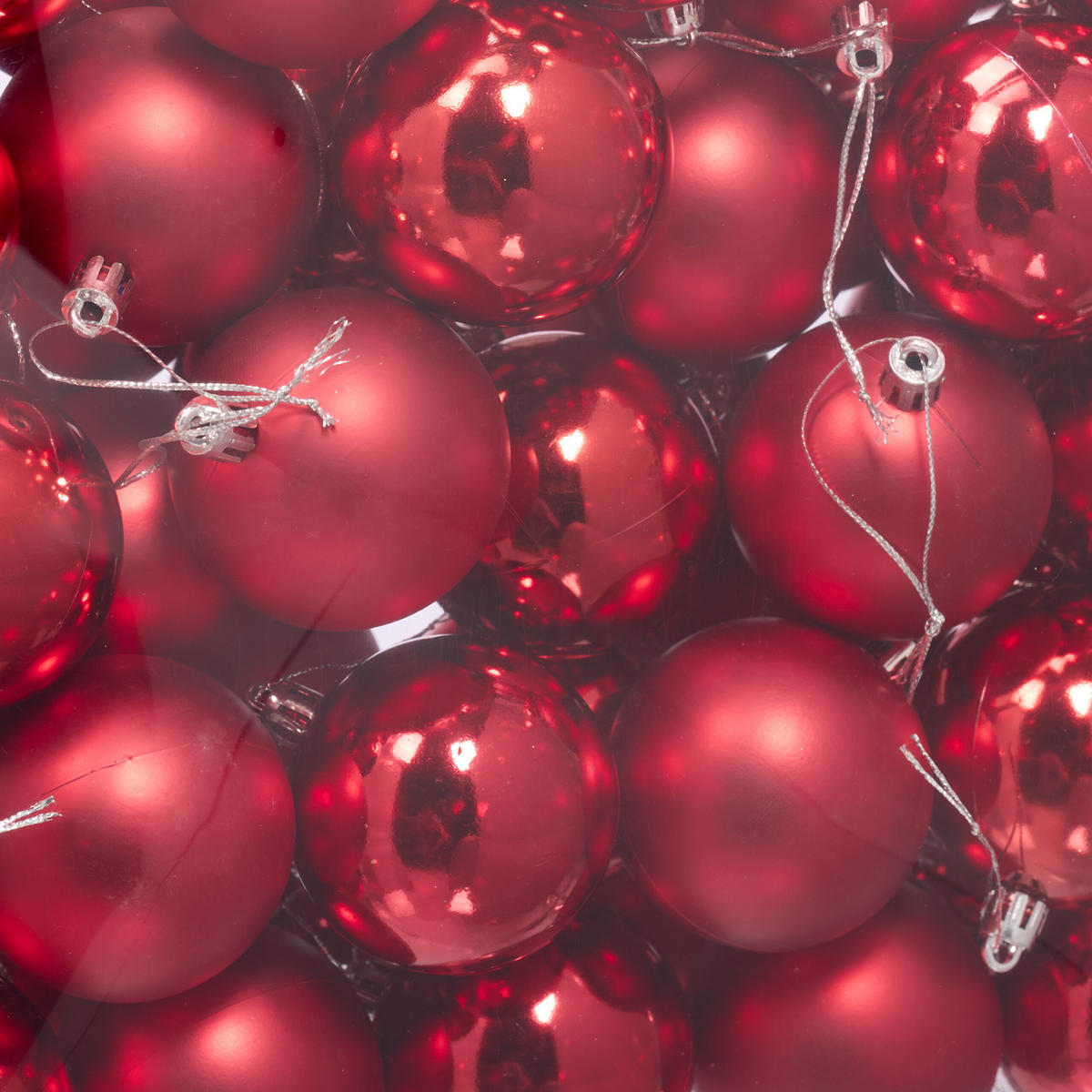 50XWEIHNACHTSKUGELN - Rot, Kunststoff (6/7/6cm) - Relaxdays