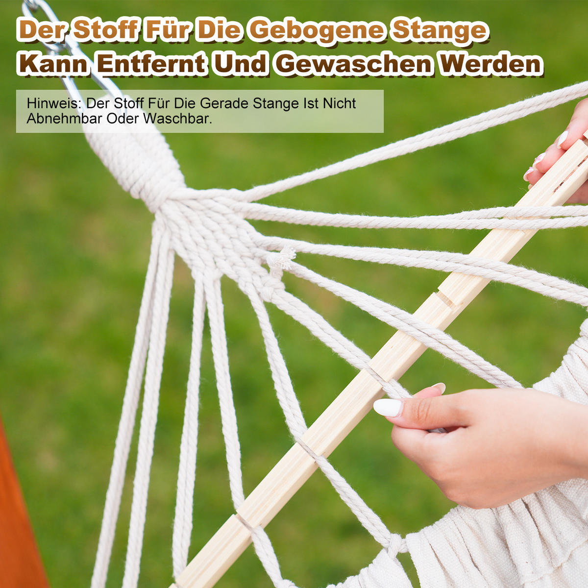 HÄNGEMATTE mit Gestell, 320x120x120 cm - Beige, Holz (120/120/320cm) - HOMAVO