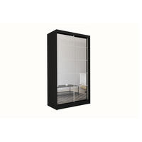 SCHWEBETÜRENSCHRANK FIORELLA 150/216/61 cm 2-türig mit Spiegel Schwarz - Schwarz, Holzwerkstoff (150/216/61cm) - MASSENO