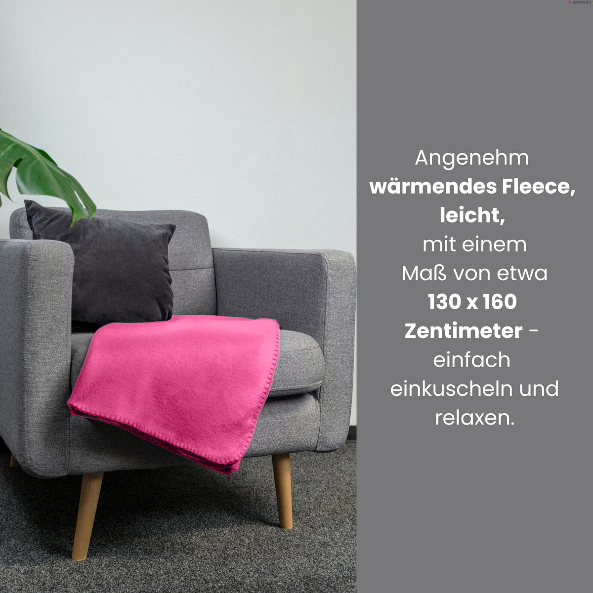 FLEECEDECKE pink 130/160 cm Kettelrand Anti-Pilling - Pink, Textil (130/160cm) - wometo