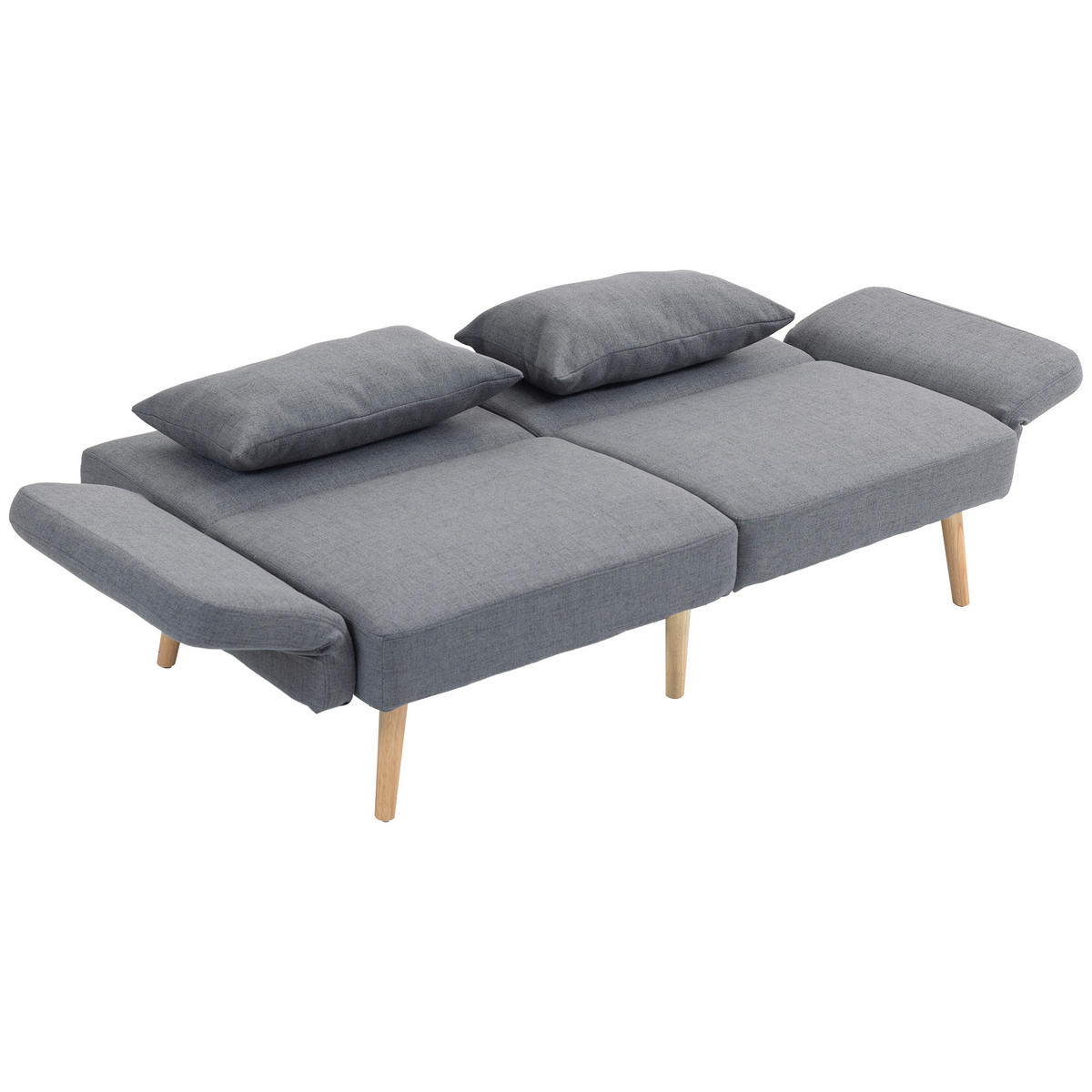 SCHLAFSOFA 3-Sitzer DE-08220 Gäste-Doppelbett, Holzrahmen Grau - Grau, Holzwerkstoff (170/80/83cm) - ComfortXL