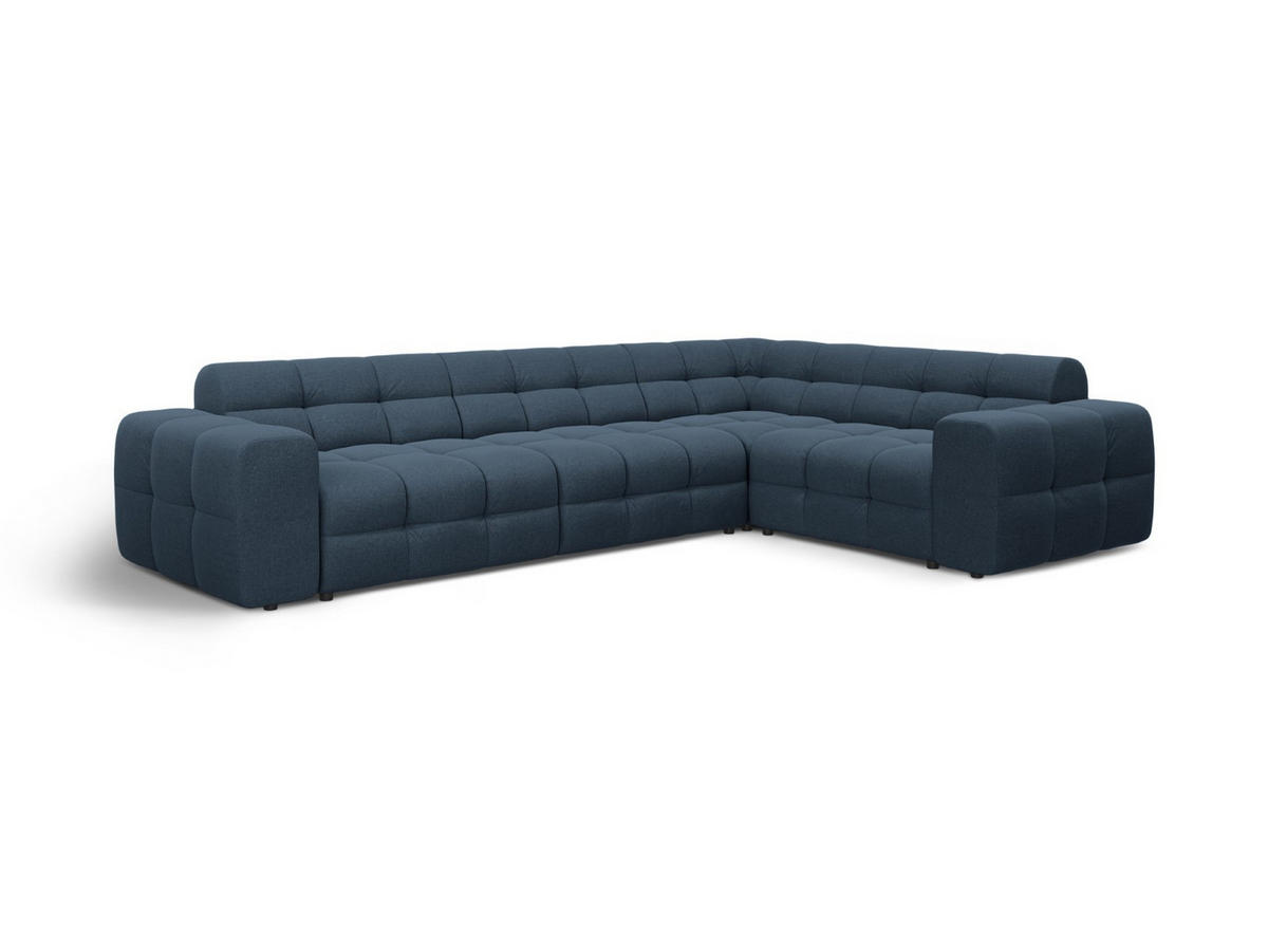 ECKSOFA rechts Kendal aus strukturiertem Stoff marineblau 6 Sitzplätze - Blau, Textil (231/332cm) - Micadoni