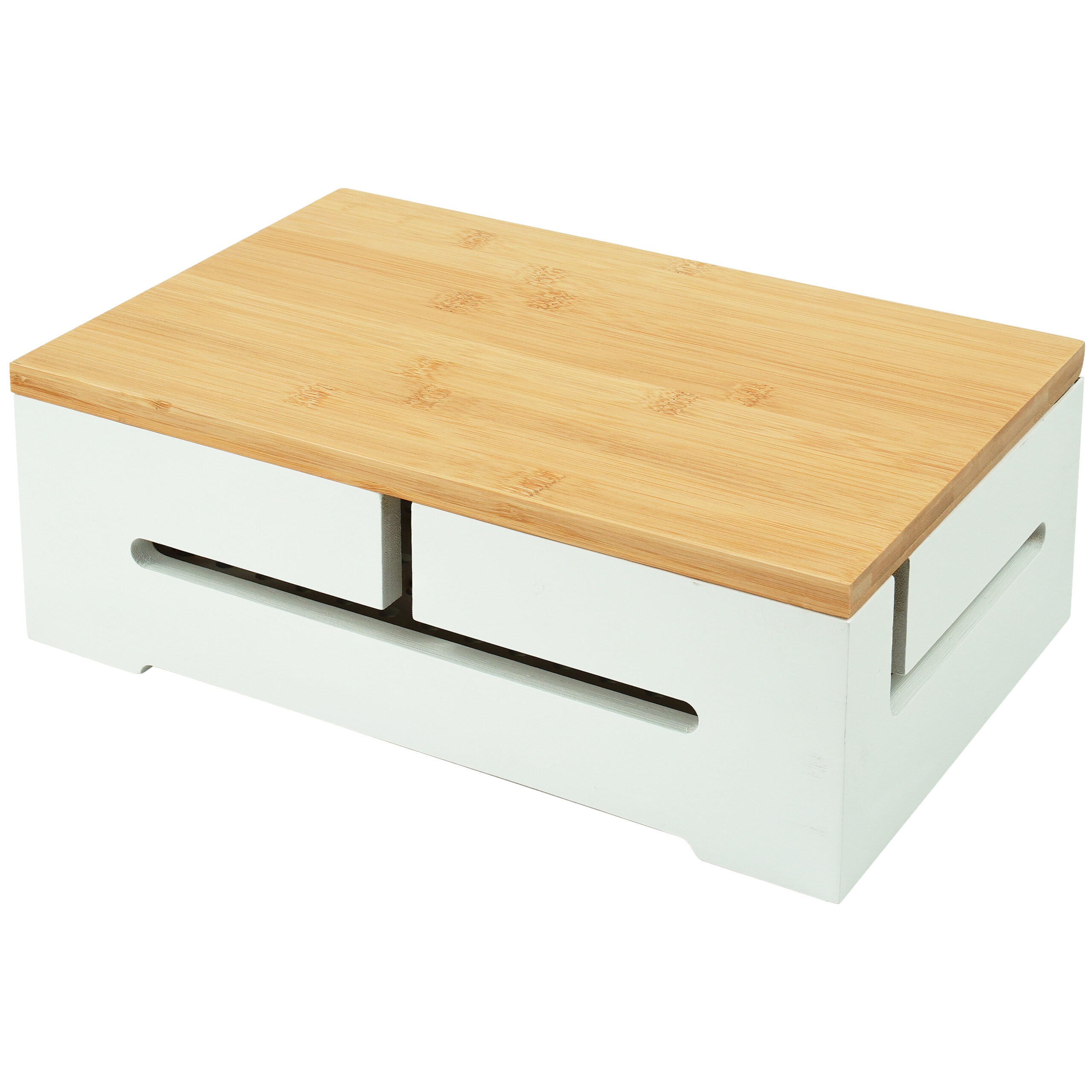 KABELBOX - Weiß, Holz (22/32/11cm) - Relaxdays