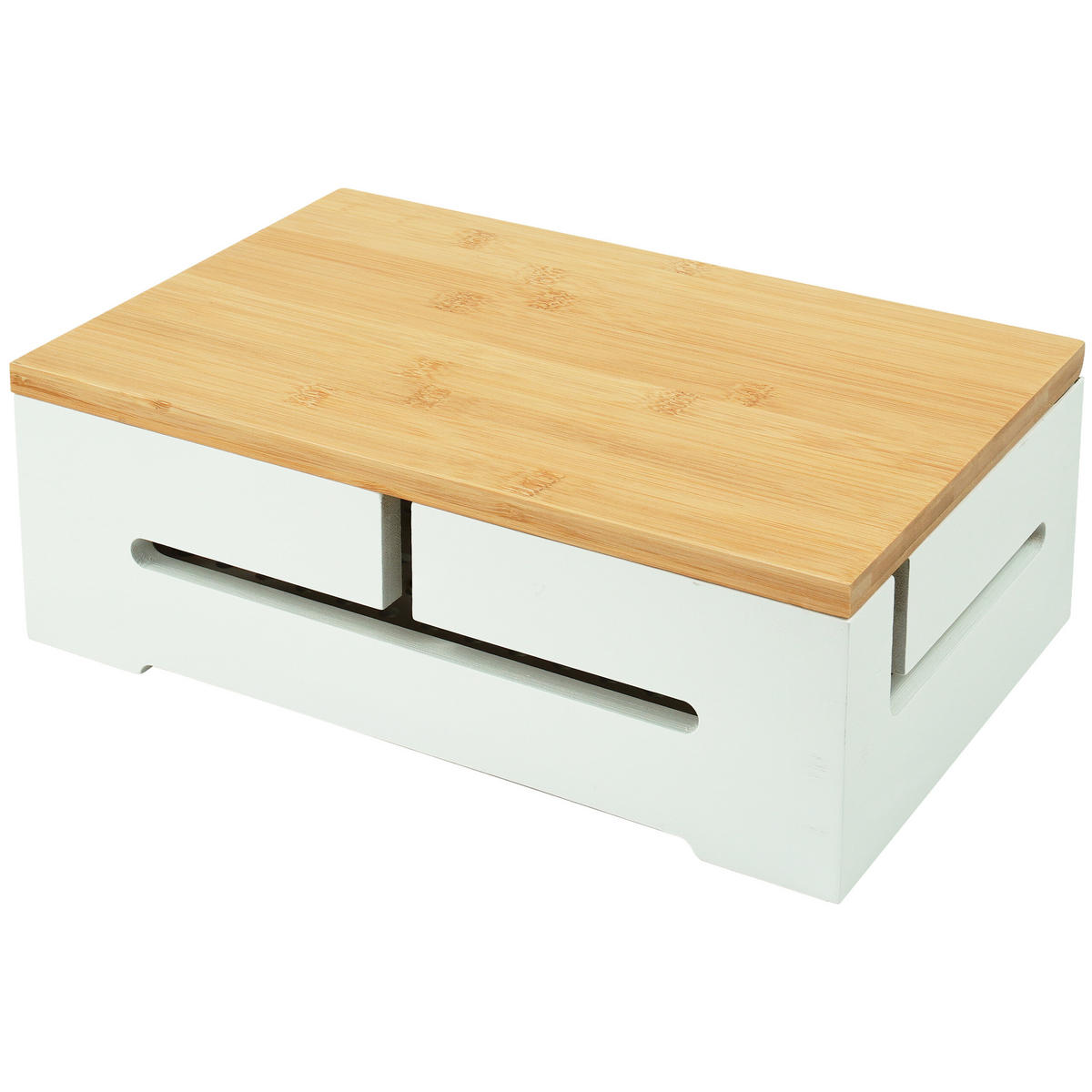 KABELBOX - Weiß, Holz (22/32/11cm) - Relaxdays