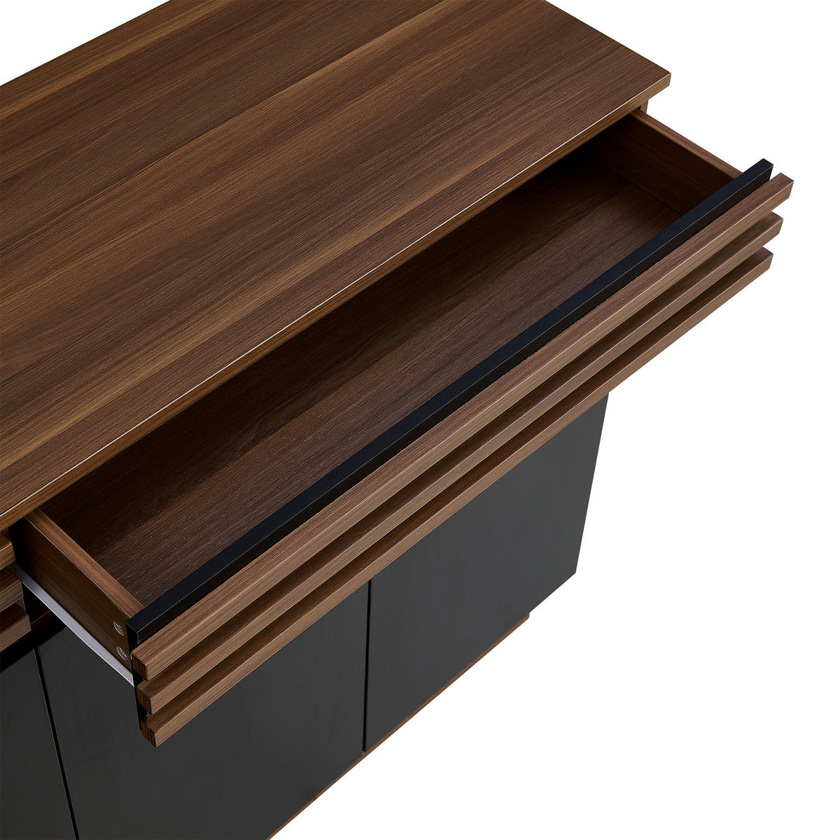 SIDEBOARD DE-37557 150/40/85 cm mit 2 Schubladen und 4 Türen Schwarz/Braun - Schwarz/Braun, Holzwerkstoff (150/85/40cm) - ComfortXL