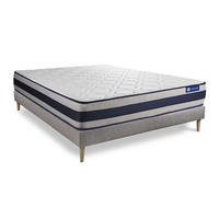 BETT Actilatex ergo Latex und Memory-Schaum 150 x 190 cm h3 - Kit Bettgestell Grau - Beige/Grau, Karton/Holz (150/190cm) - ACTISOM