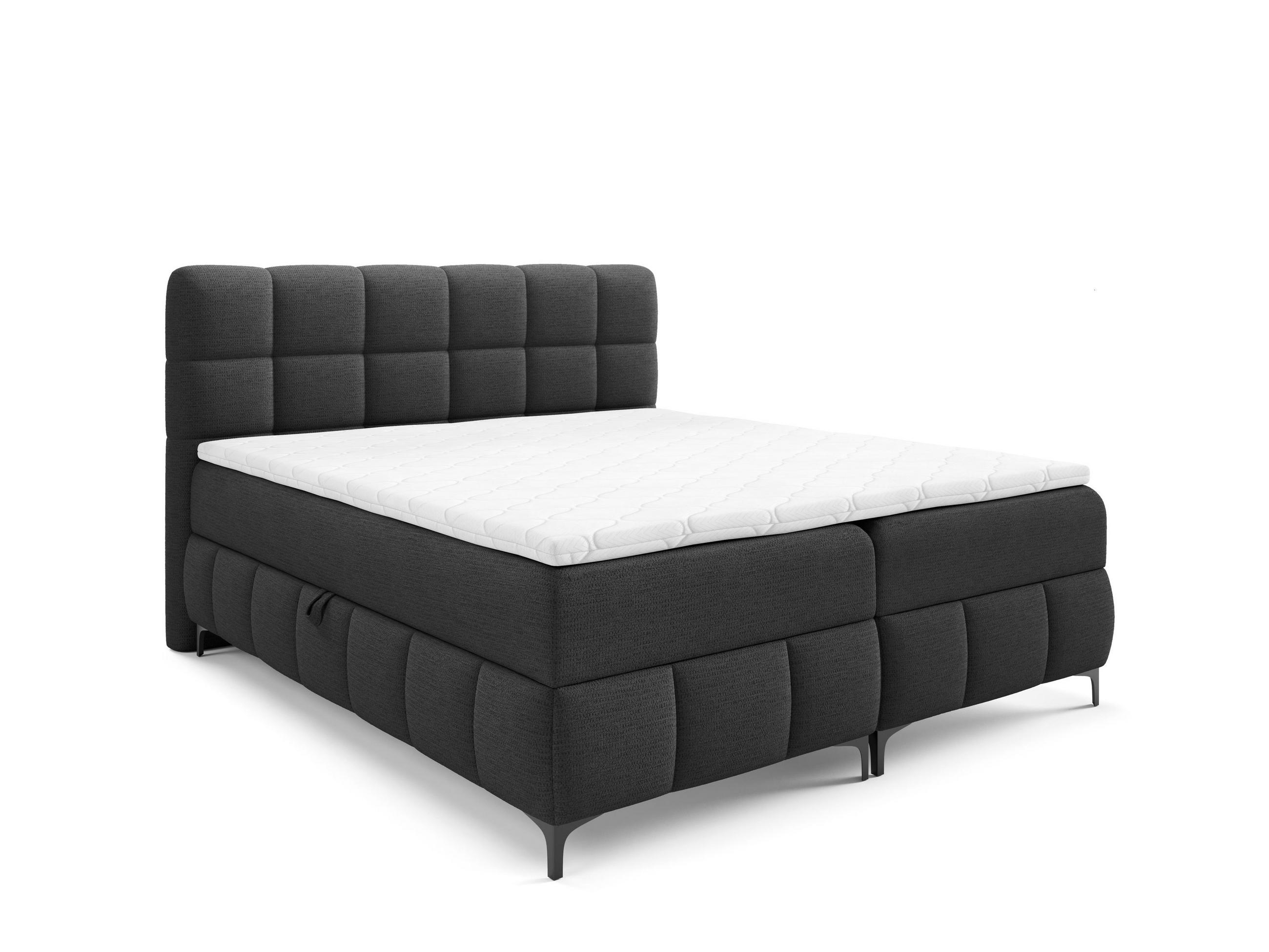 BOXBETT mit Stauraum und Topper 120x200 cm Schwarz - Schwarz, Textil (120/200cm) - Home Collective