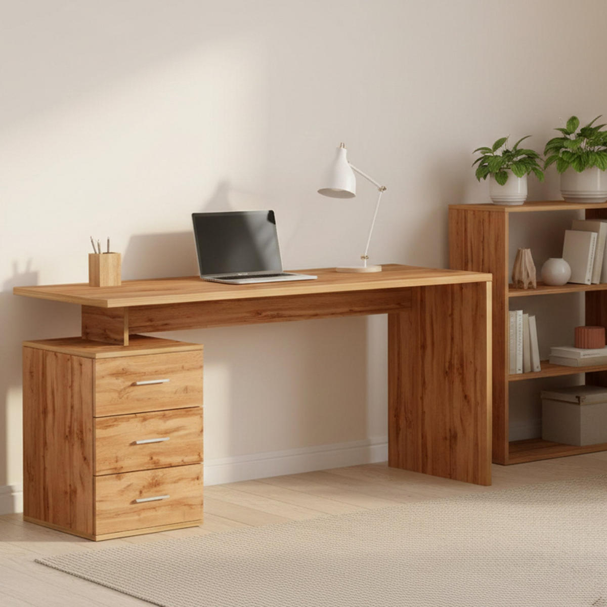 SCHREIBTISCH Eiche 60/160/75 cm - Braun, Holzwerkstoff (60/160/75cm) - DMORA