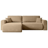 ECKSOFA mit Schlaffunktion und Bettkasten ORRO-L - 272x145x83 cm Beige Velours - Beige/Schwarz, Holzwerkstoff/Kunststoff (272/145cm) - ALTDECOR