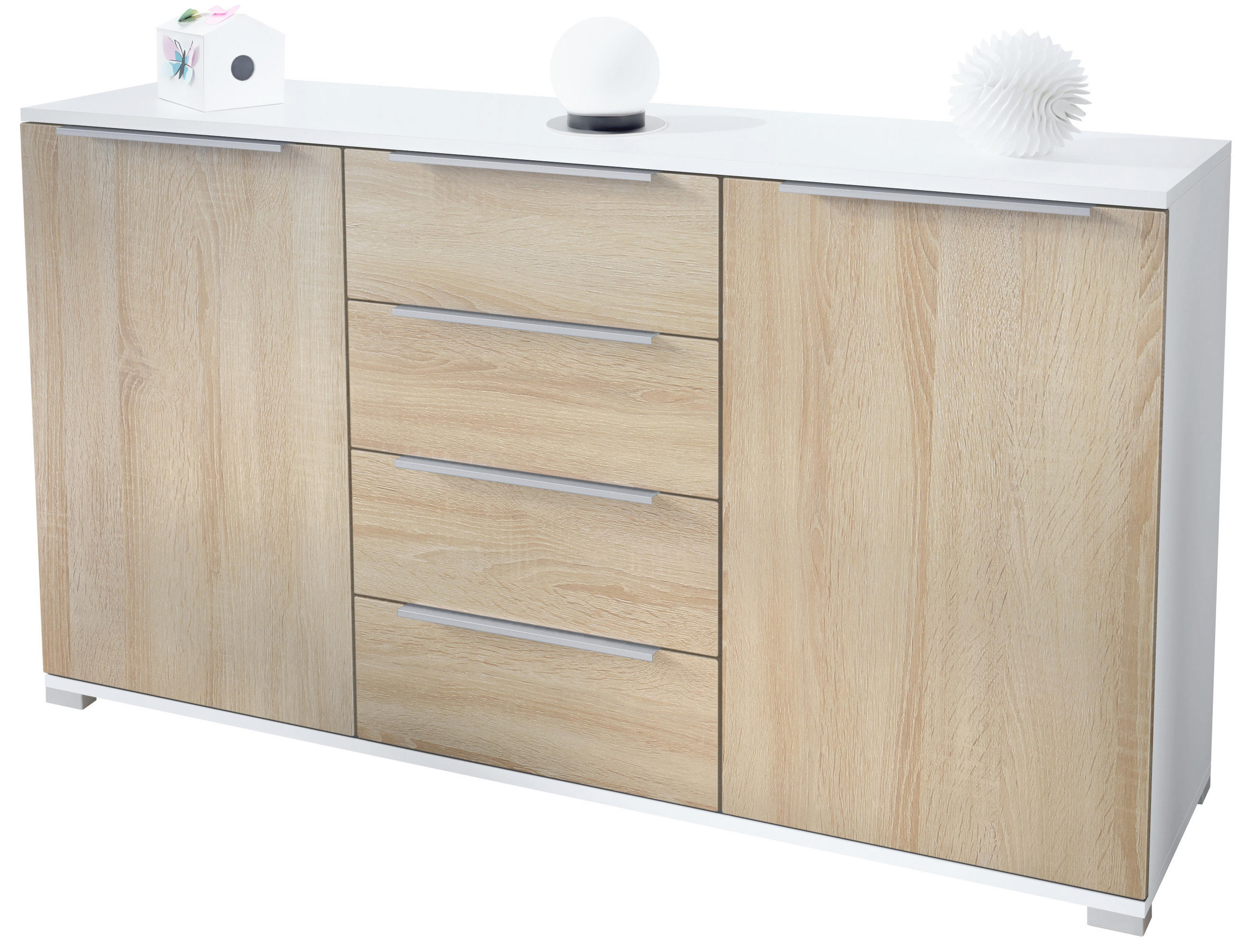 SIDEBOARD Linio Eiche sägerau - Eiche San Remo, Holzwerkstoff (138.5/75.5/35cm) - Vladon