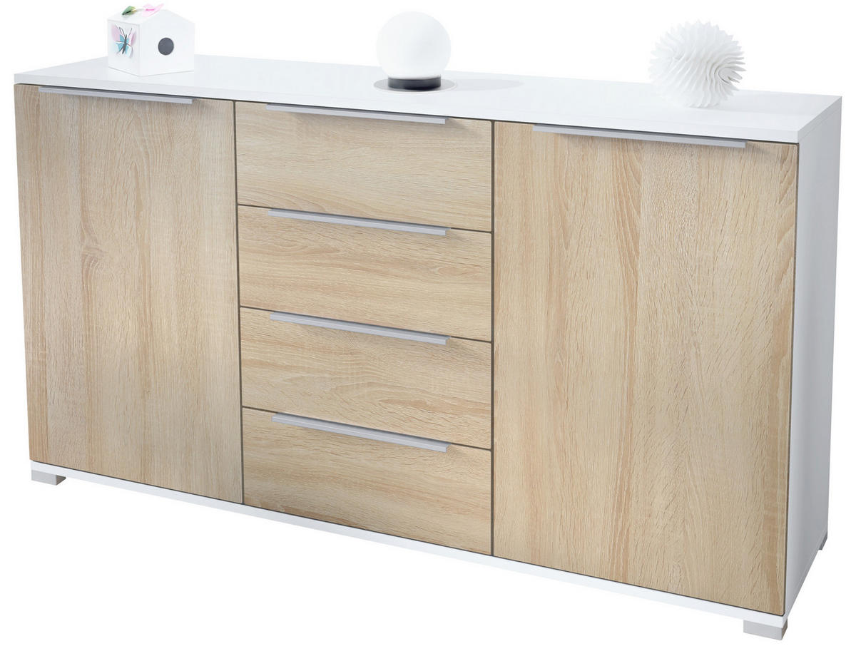 SIDEBOARD Linio Eiche sägerau - Eiche San Remo, Holzwerkstoff (138.5/75.5/35cm) - Vladon
