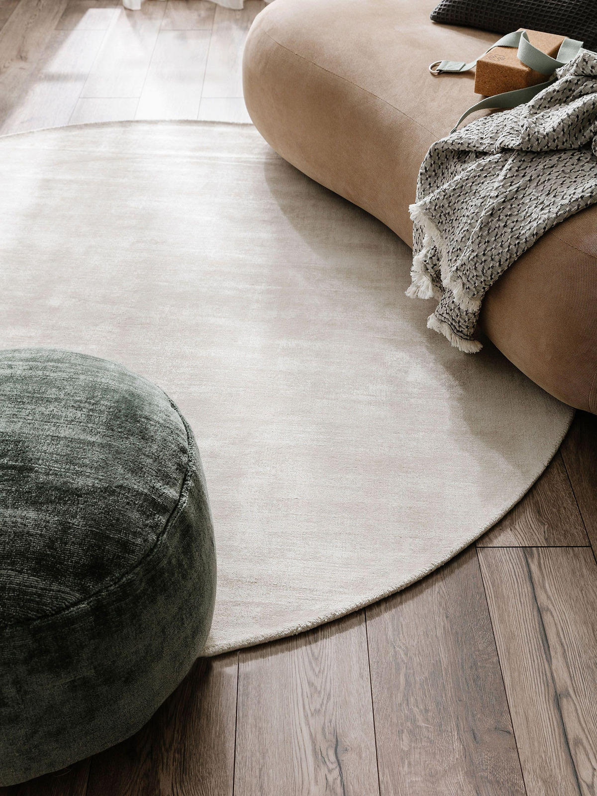 VISKOSETEPPICH rund Nova Cream ø 160 cm rund - Creme, Textil (160/160cm) - benuta Pure