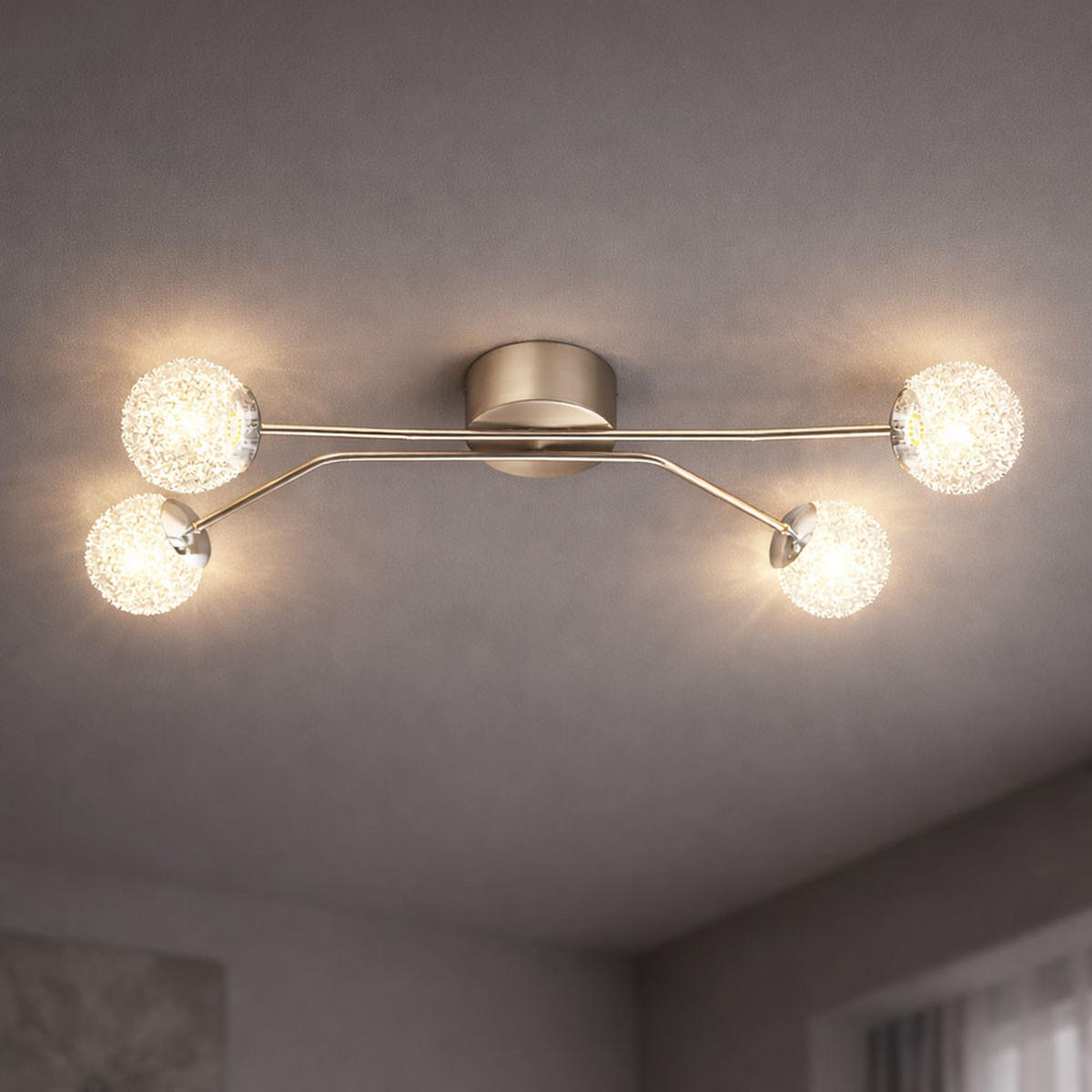 LED DECKENLEUCHTE Stahl Silber Kugeln - Silberfarben, Glas (82/30.5/17cm)