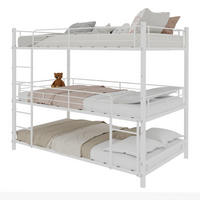 ETAGENBETT Dreifach Metall Weiß - Weiß, Holz (90/190cm) - Meubliv