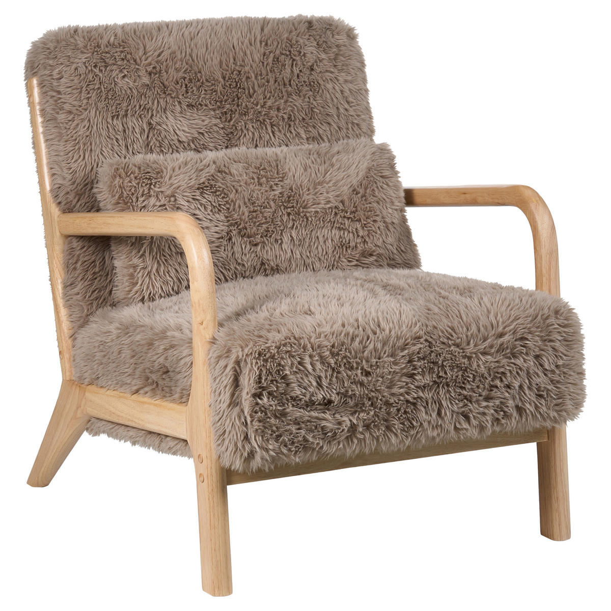 SESSEL Webpelz Taupe Skovde - Taupe, Textil (65/78/80cm) - Beliani