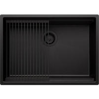 UNTERBAUSPÜLE GRANIT Praga, 2-er set Alles Schwarz 66/47 cm 1 Becken + Ablauf-Set + Aufrollbare Abtropffläche ab 70er Unterschrank - Schwarz, Kunststoff (66/20/47cm) - Primagran