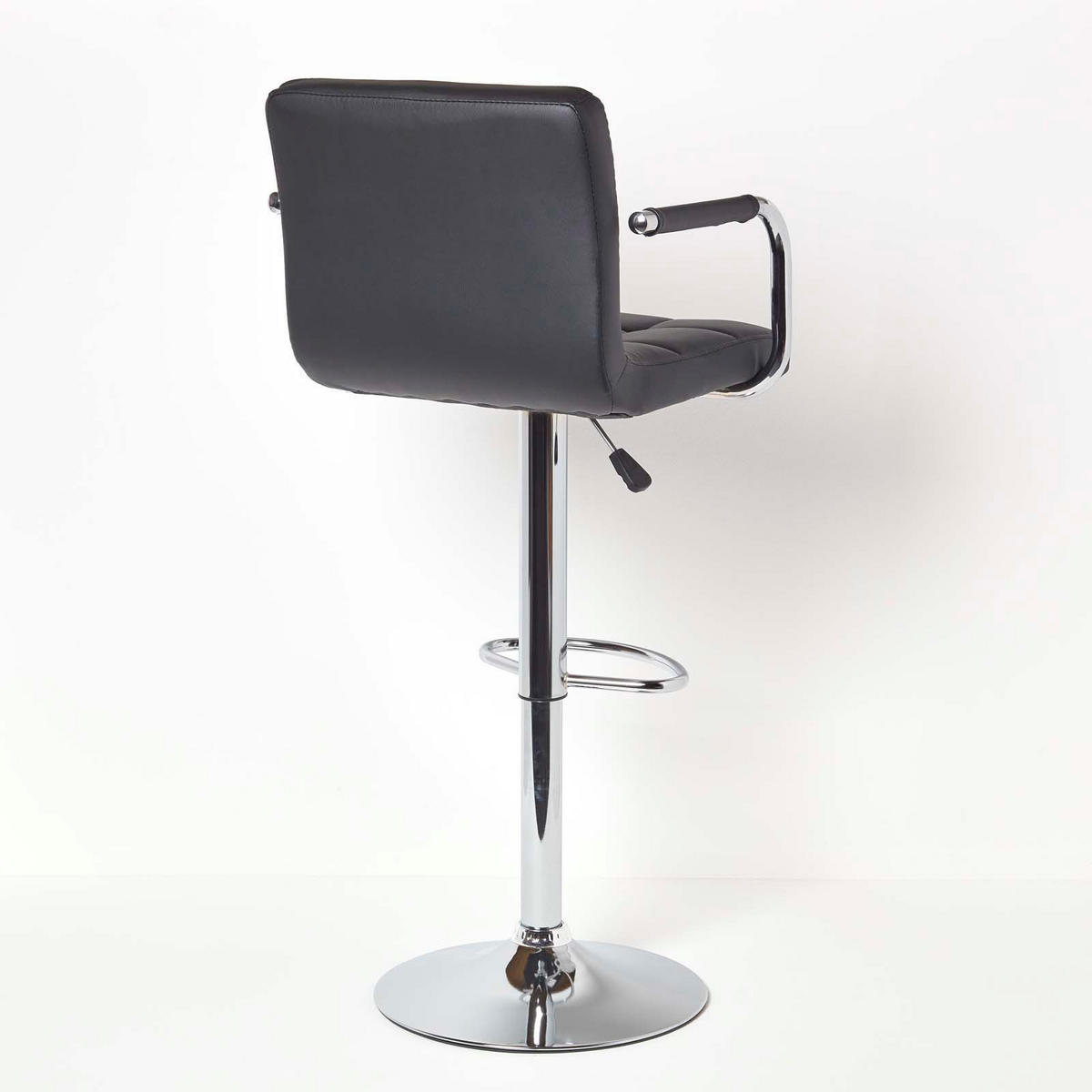 BARSTUHL Bramley mit Lehne, Kunstleder, drehbar & höhenverstellbar - Schwarz, Textil (44/113/44cm) - Homescapes