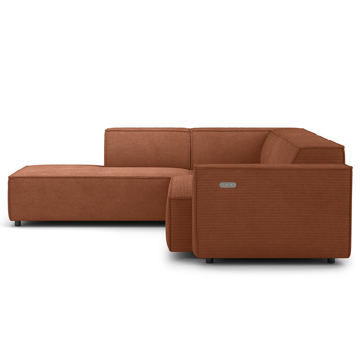 ECKSOFA mit Ottomane - Schwarz/Braun, Kunststoff/Textil (260/234cm) - home24
