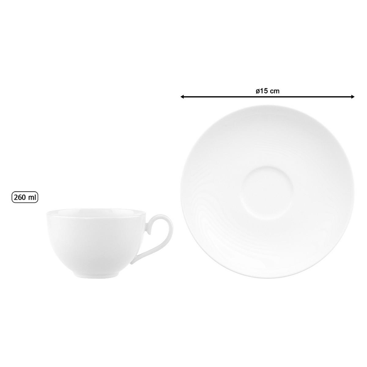 KAFFEETASSEN MIT UNTERTASSEN Royal weiß 260 ml 6er Set - Weiß, Keramik (15/7.6/15cm) - Villeroy & Boch