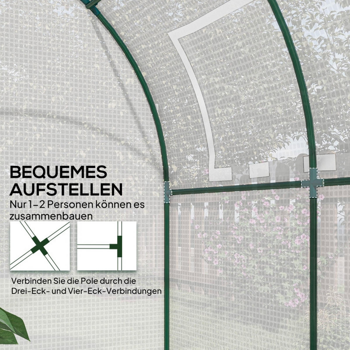 GEWÄCHSHAUS aus Stahl 180x180x200 cm in Weiß mit Rolltür & Fenstern - Weiß, Metall (180/200/180cm) - Modfu