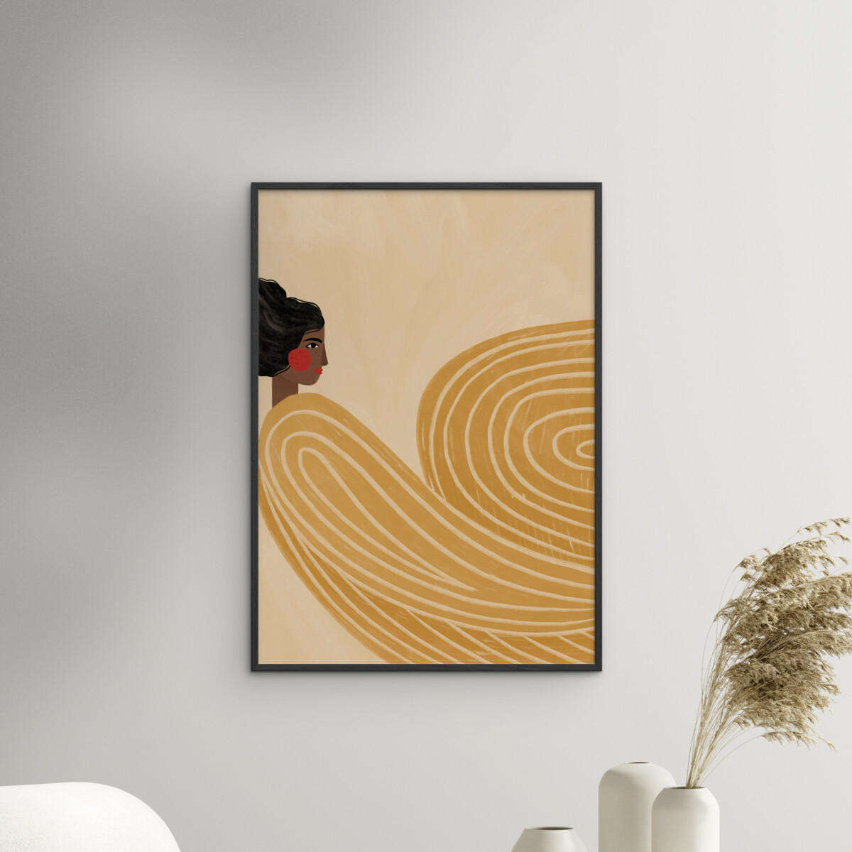 POSTER mit Rahmen Bea Muller - The Woman With the Yellow Stripes - Gelb/Schwarz, Holz/Papier (70/100cm) - Poster&Frame