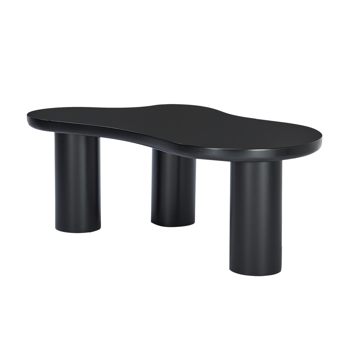 COUCHTISCH aus MDF und PVC 107x66x40,5 cm in Schwarz mit Filzunterlagen - Schwarz, Holzwerkstoff (107/66/40.5cm) - Modfu