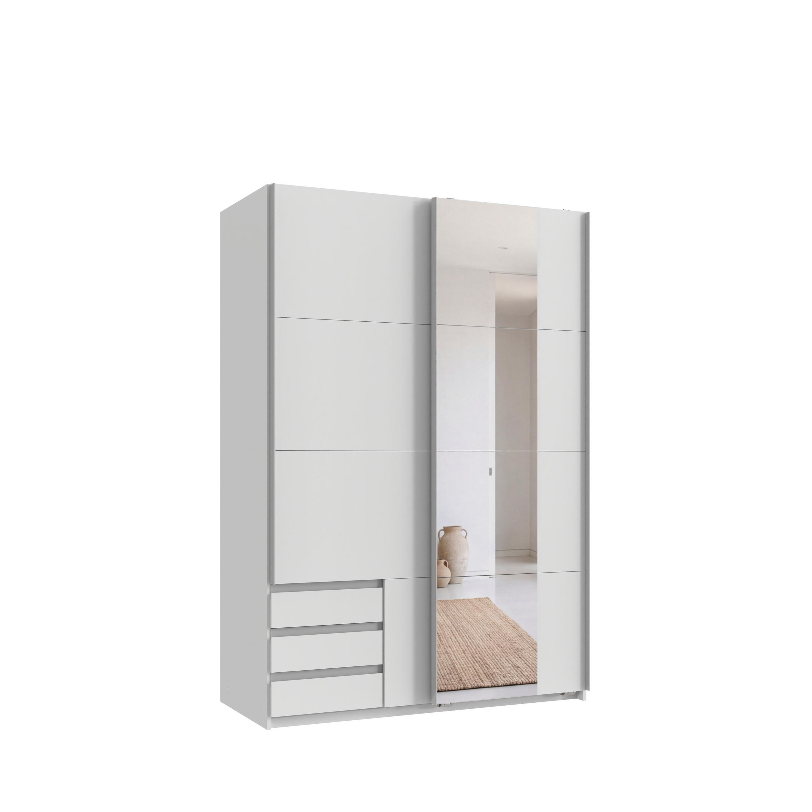 luma-home Schwebetürenschrank Weiß 135x198x65 cm