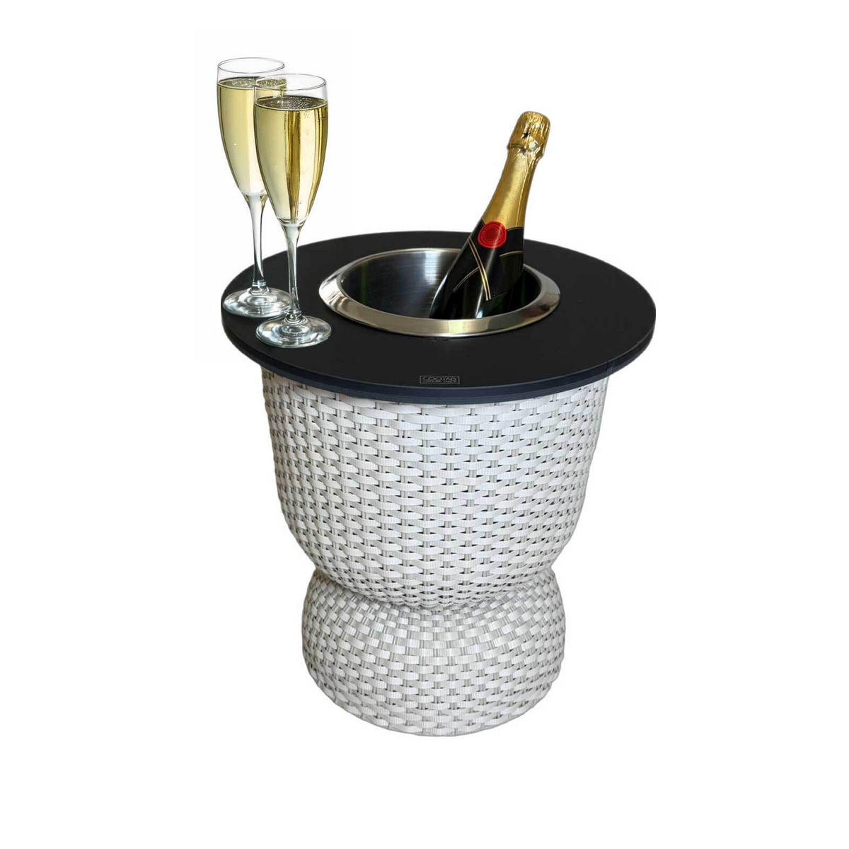 BEISTELLTISCH MIT EDELSTAHL-KÜHLER Paris Champagner/Schwarz 43 cm - Champagner/Schwarz, Kunststoff (41/41/43cm) - COOTAB Cooler Table