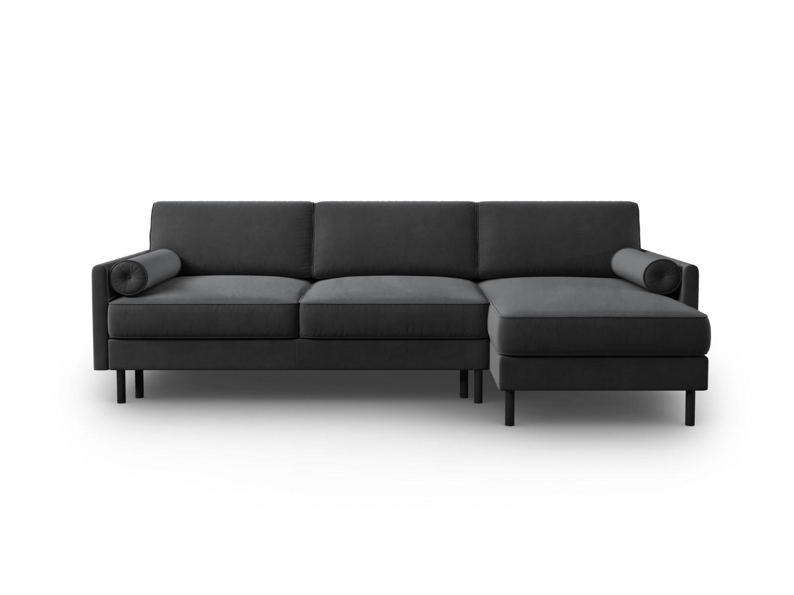 AUSKLAPPBARES-ECKSOFA rechts mit Container Scott aus Samt grau 5 Sitzplätze - Grau, Textil (142/212cm) - Micadoni