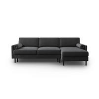 AUSKLAPPBARES-ECKSOFA rechts mit Container Scott aus Samt grau 5 Sitzplätze - Grau, Textil (142/212cm) - Micadoni