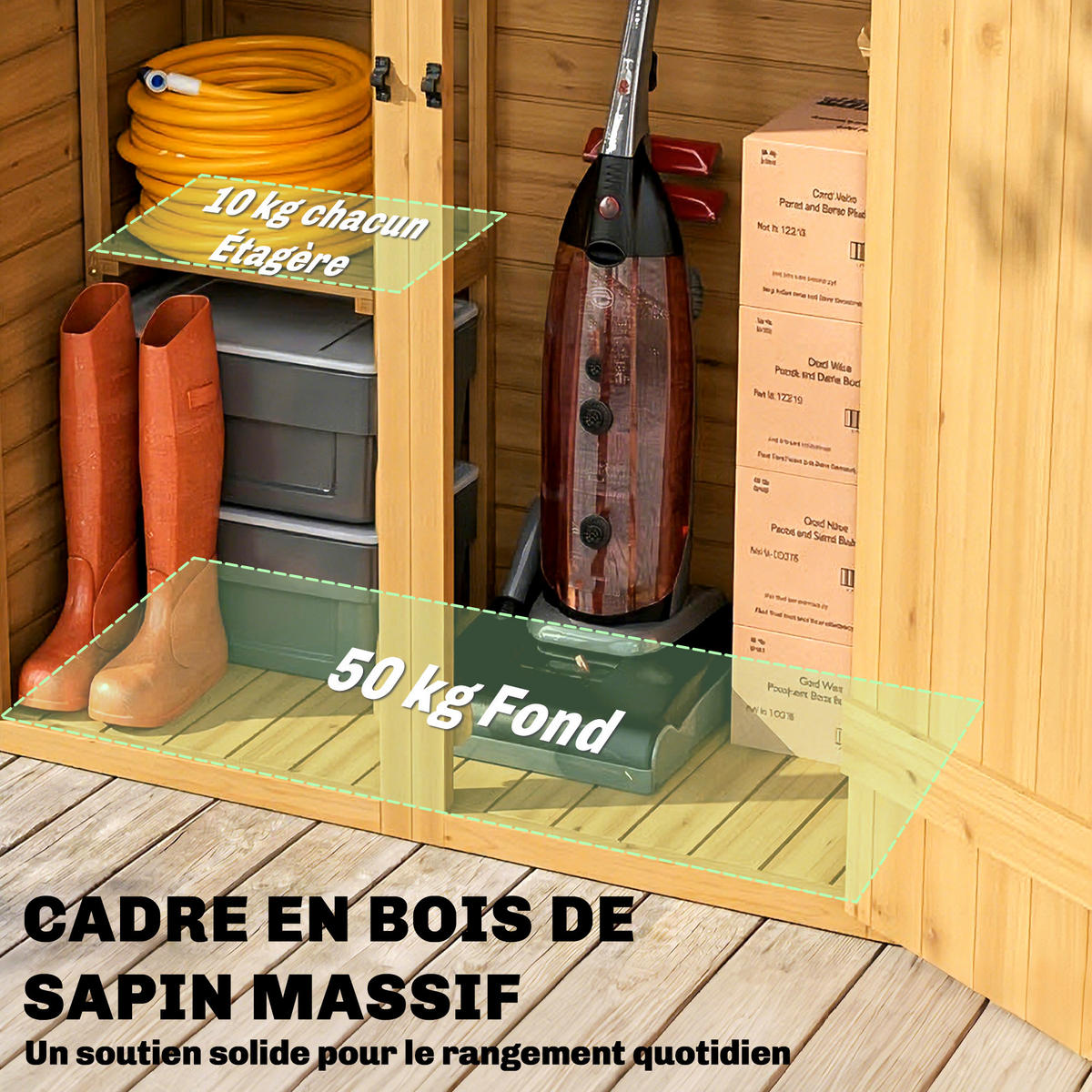 GERÄTESCHUPPEN DE-17616 2 feste Böden, Doppeltüren Braun - Braun, Holz (115/156/53cm) - ComfortXL