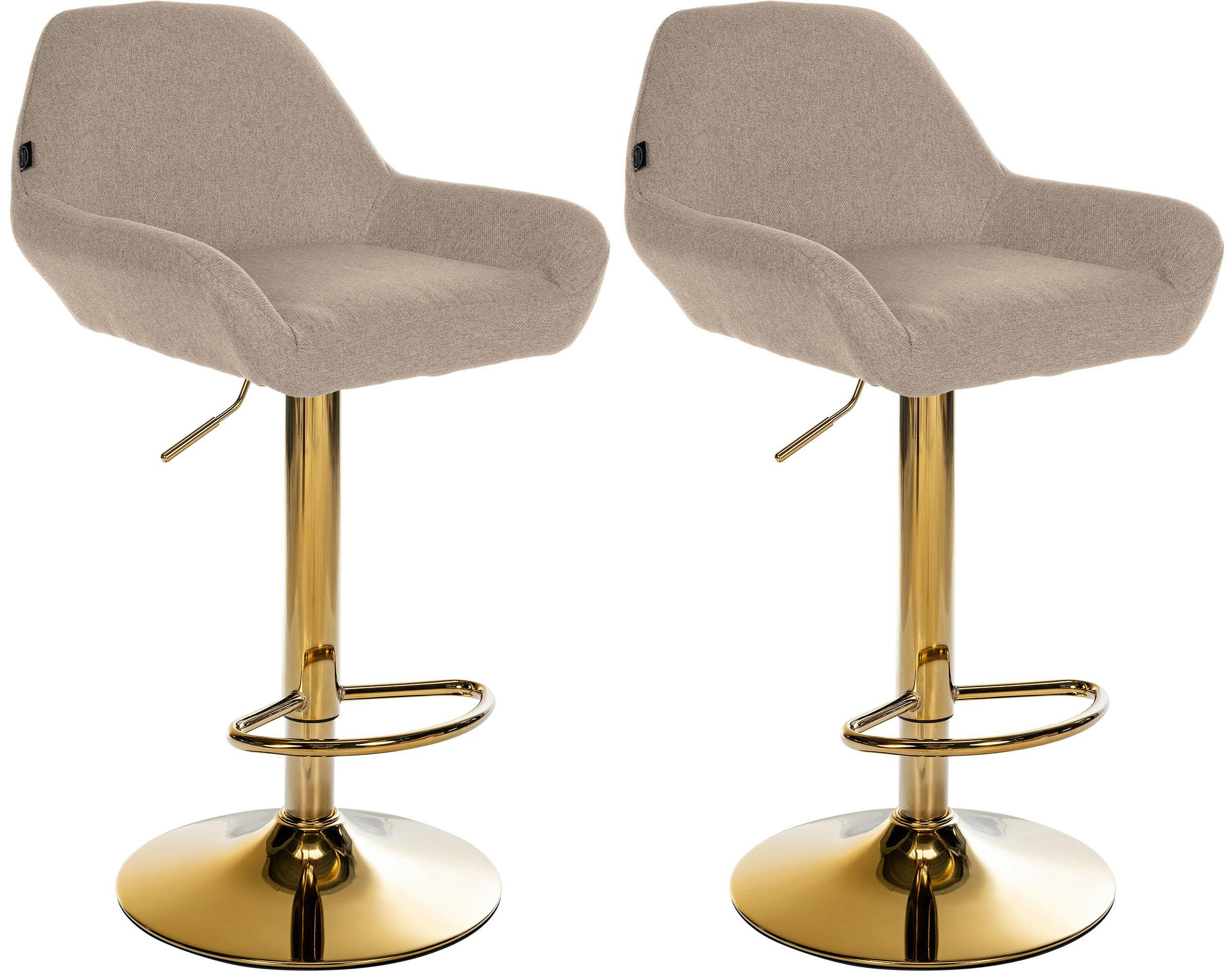 BARHOCKER 2er Set Stoff taupe - Taupe/Goldfarben, Textil/Metall (51/89/52cm) - CLP
