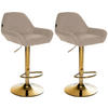 BARHOCKER 2er Set Stoff taupe - Taupe/Goldfarben, Textil/Metall (51/89/52cm) - CLP
