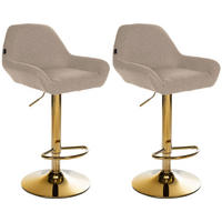 BARHOCKER 2er Set Stoff taupe - Taupe/Goldfarben, Textil/Metall (51/89/52cm) - CLP