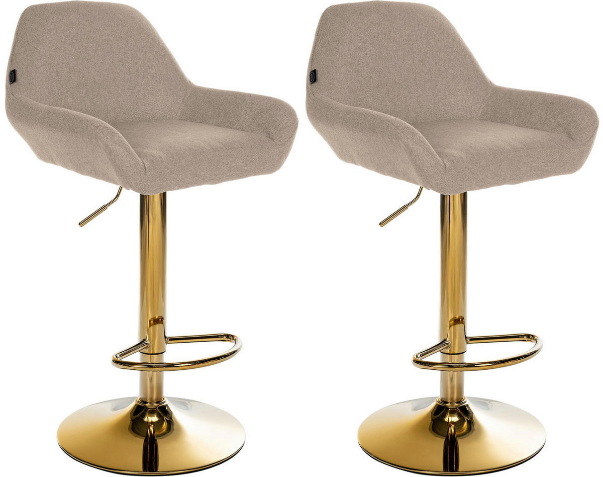 BARHOCKER 2er Set Stoff taupe - Taupe/Goldfarben, Textil/Metall (51/89/52cm) - CLP
