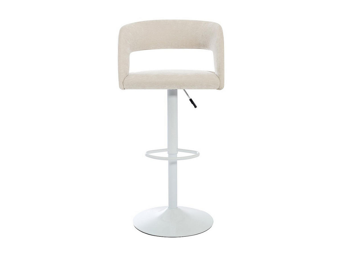 BARHOCKER 2er-Set höhenverstellbar - Stoff & weißes Metall - Cremefarben - LAJUNIA - Creme, Textil (53/108.5/52.5cm) - Vente-Unique