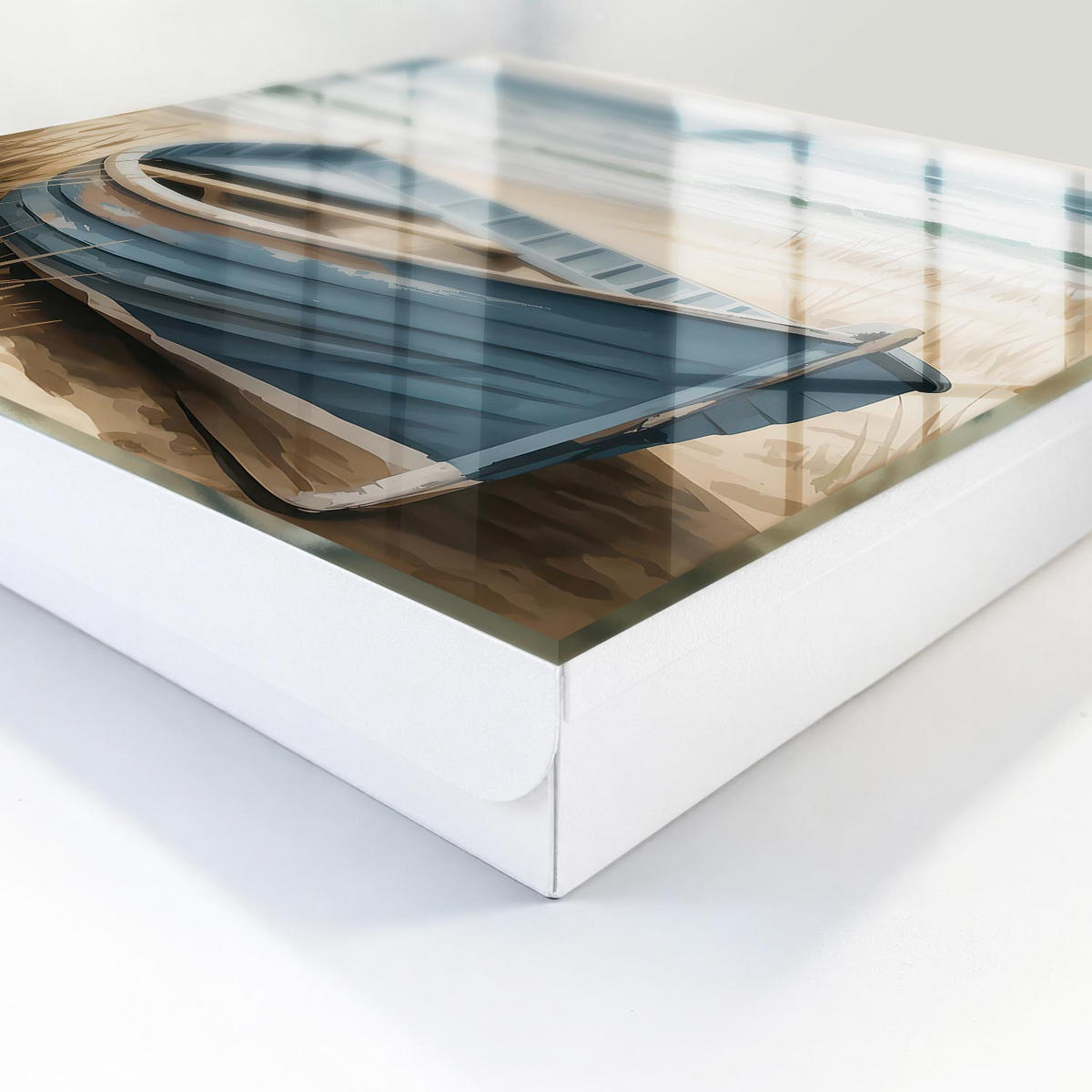 SCHLÜSSELBOX Weiß 30x30 cm – Türöffnung nach rechts - Strandboot - Blau, Metall (30/30/5cm) - TULUP