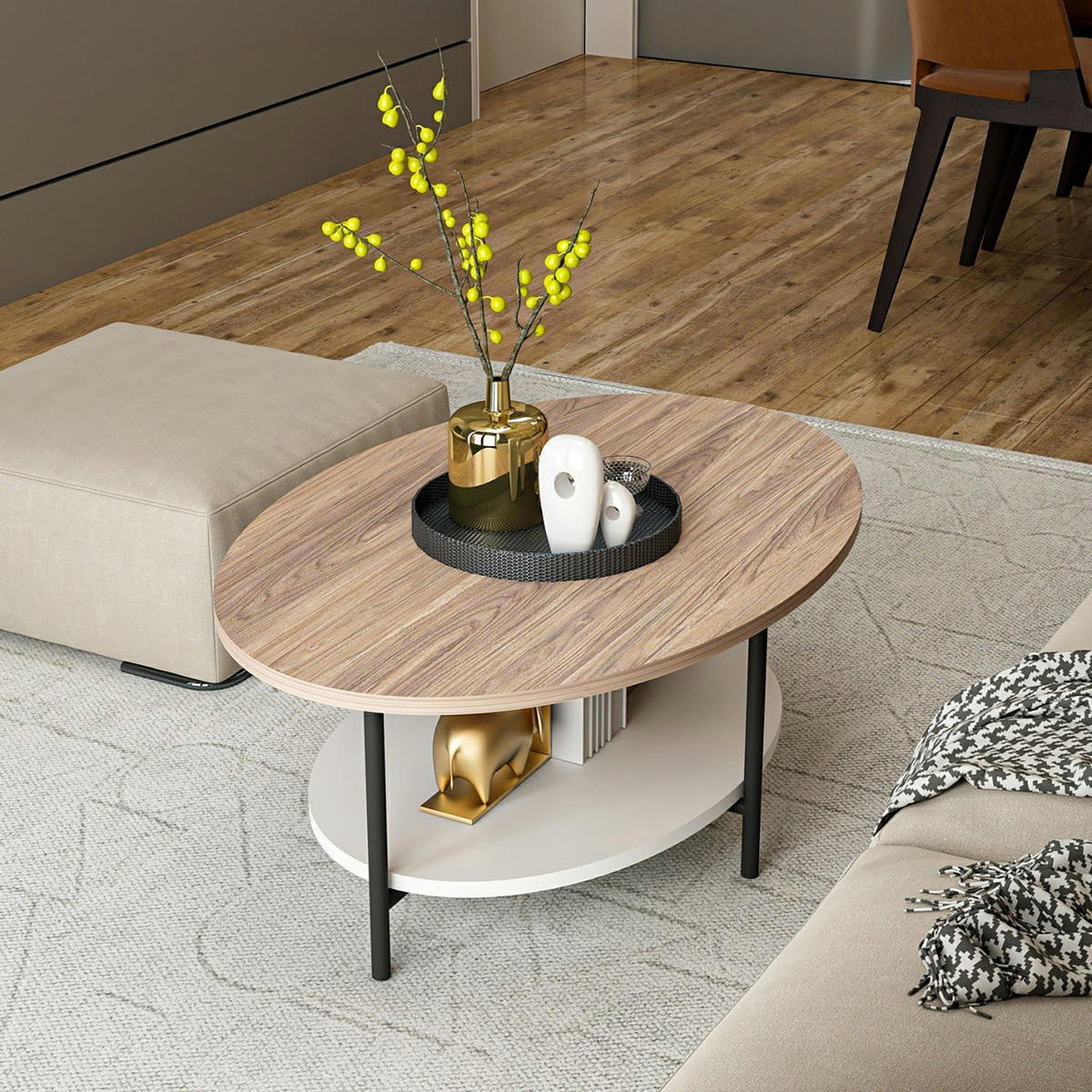 COUCHTISCH Fredericia 90/60/36 - Eichefarben, Holzwerkstoff (60/90/36cm) - [en.casa]