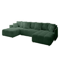 WOHNLANDSCHAFT LONLI-U 355x189x68 Grün Cord - Grün, Holzwerkstoff/Kunststoff (355/68/189cm) - ALTDECOR