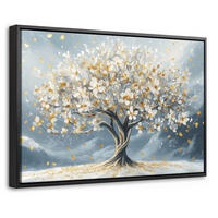 LEINWAND Bilder mit Rahmen - Baum - Winter - Baum des Lebens - Modern - Gold - 30x20 - Goldfarben, Textil (30/20cm) - MuchoWow