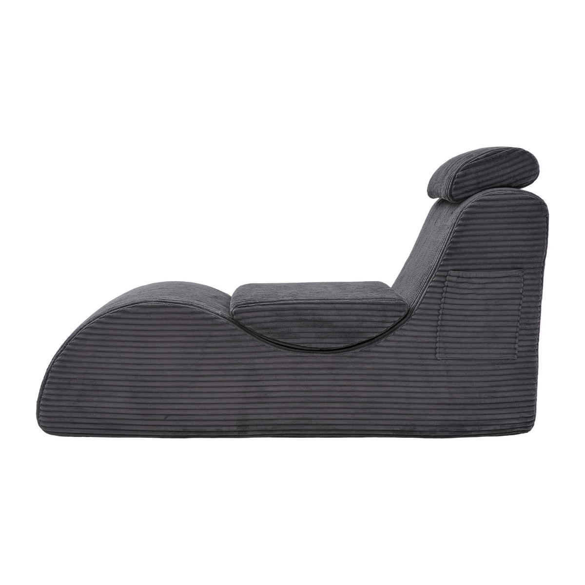 RELAXSESSEL Liege mit Kopfstütze,ergonomischem Design,Dunkelgrau - Dunkelgrau, Textil (66/90/160cm) - LVHOM