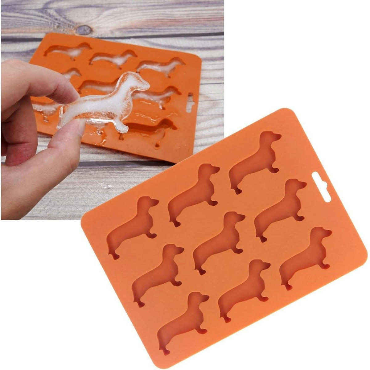 EISWÜRFELFORM Dackel Silikon BPA-frei - Orange, Kunststoff (16/1/22cm)