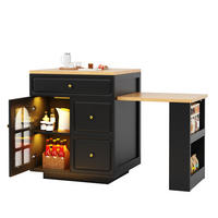 KÜCHENINSEL ausziehbar 122,5-195,5 cm Schwarz MDF Glas - Schwarz, Holz (59/93.5/122.5cm) - Beauniv