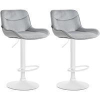 BARHOCKER 2er Set Vulcano Samt weiß grau - Weiß/Grau, Textil/Metall (49/106/51cm) - TPFLiving