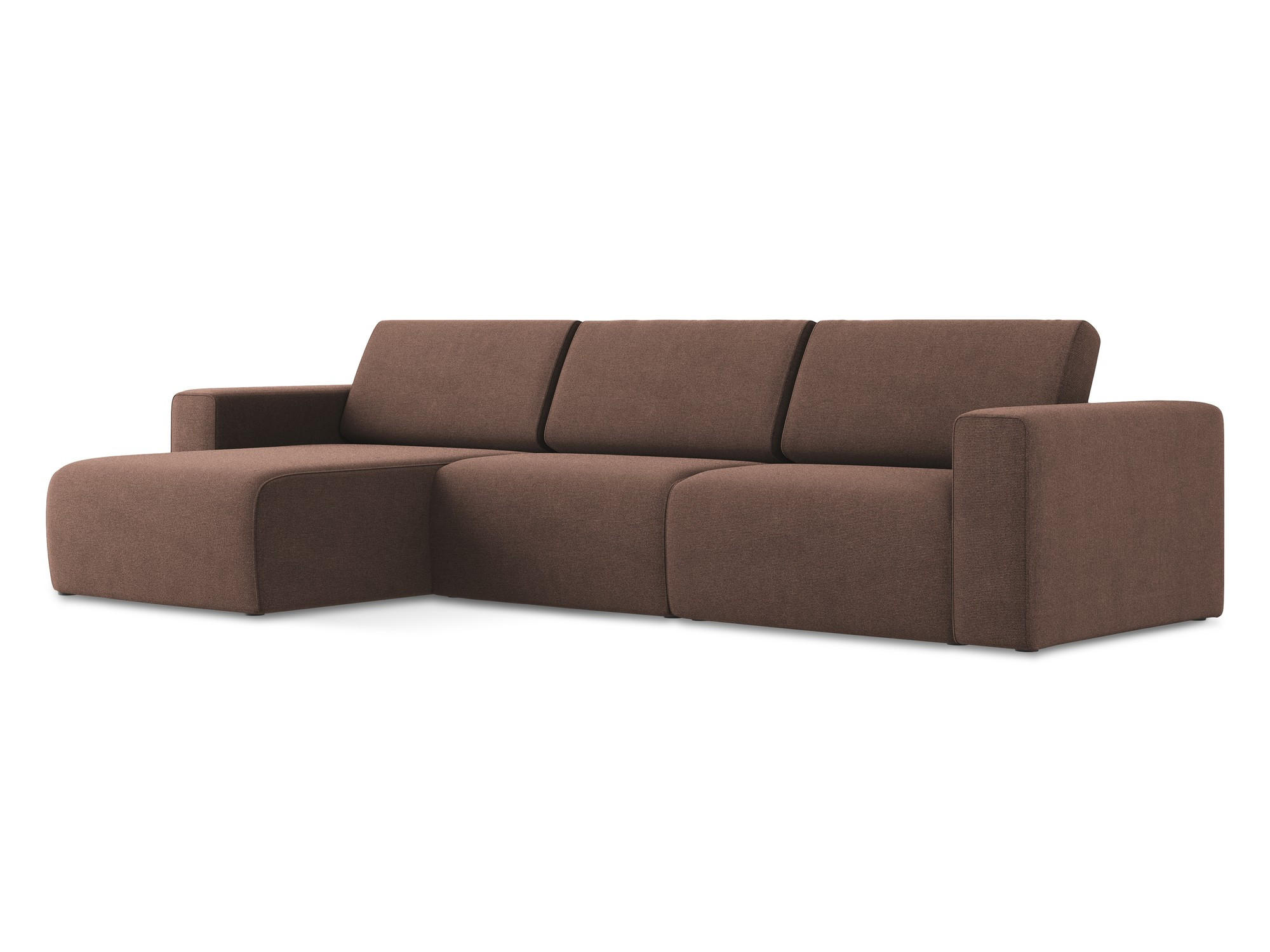 ECKSOFA Links Strukturstoff Stoff Pink - Pink/Hellrosa, Kunststoff/Textil (167/314cm) - Makamii