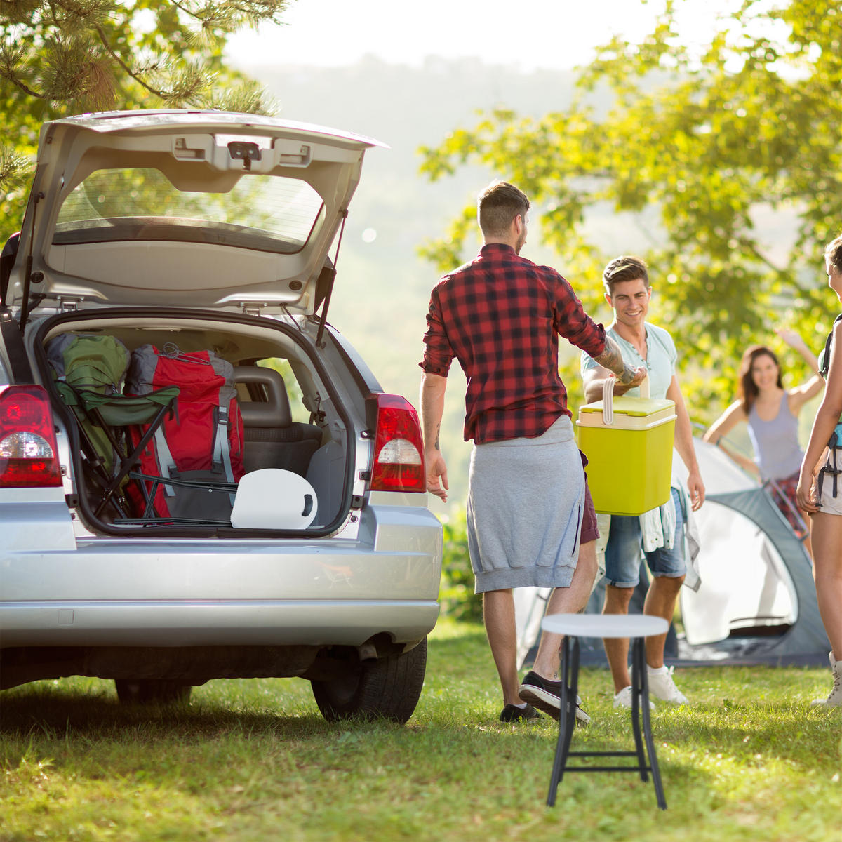 2XZLOŽLJIVI tabure - bela/večbarvno, kovina/umetna masa (31/46/30cm) - Relaxdays