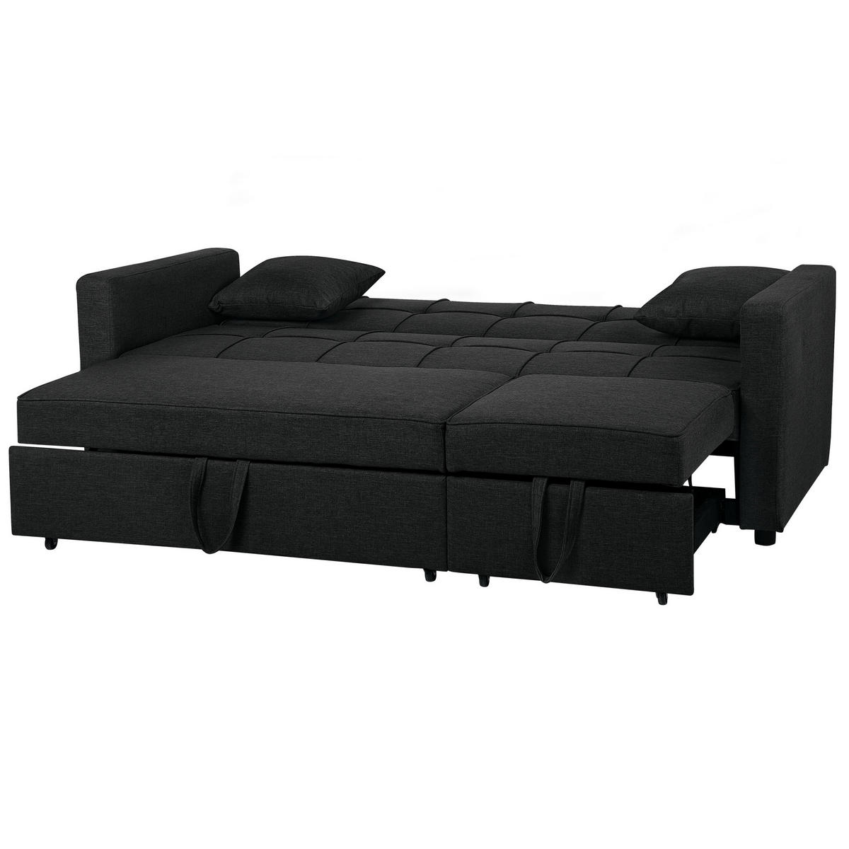 3-SITZER-SCHLAFSOFA Polyester Schwarz Glomma - Schwarz, Textil (207/95/87cm) - Beliani