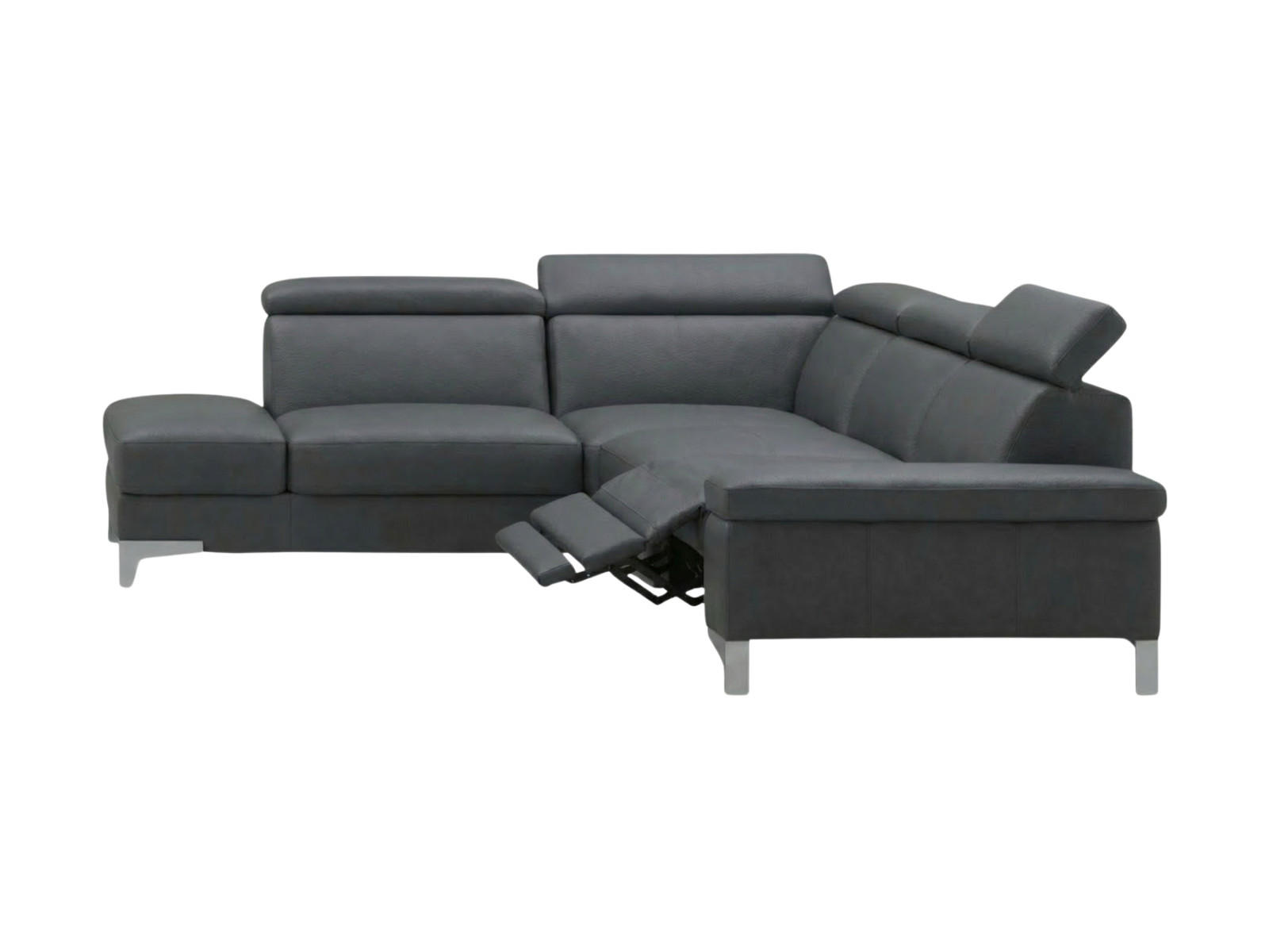 ECKSOFA Talisman Echtleder mit 1 x Relaxfunktion Anthrazit - Anthrazit, Leder/Metall (224/271cm)